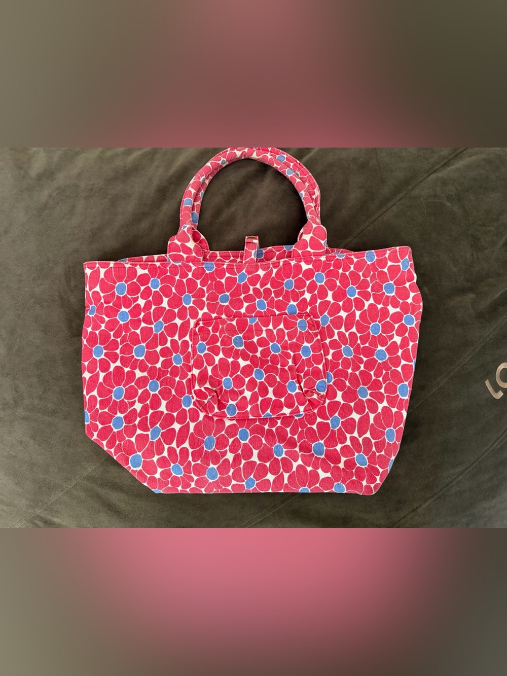 Boden Red & Blue Daisy Floral Tote (Reversible) Shopper Retro Summer Handbag